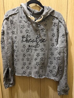 MV Sport Gray Hoodie with Black stars and “Theatre Geek” print